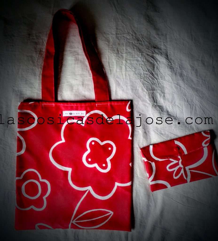 Bolso y neceser flor rojo